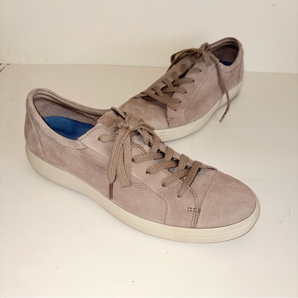 Ecco Soft 7 Light Brown Nubuck Suede Leather Sneakers Comfort Shoes
